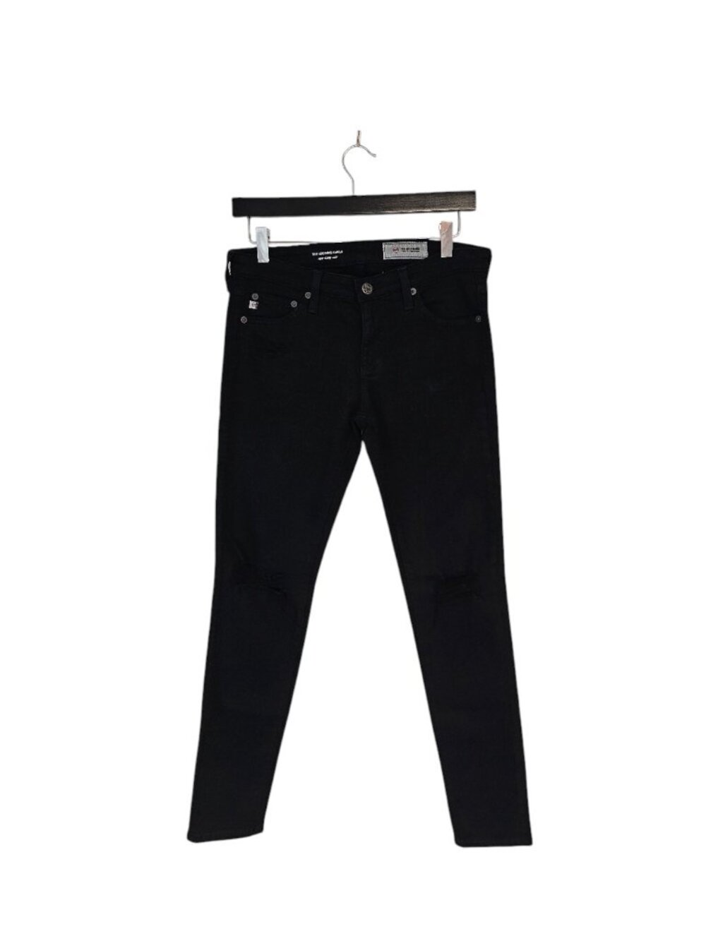 Adriano Goldschmied Legging Super Skinny Ankle Midrise Black Distressed 28 Jeans